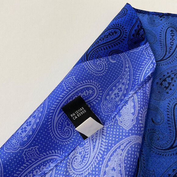 Mens Two Tone Blue Paisely Print  100% Silk Pocket Square/Hanky - Picture 8 of 8